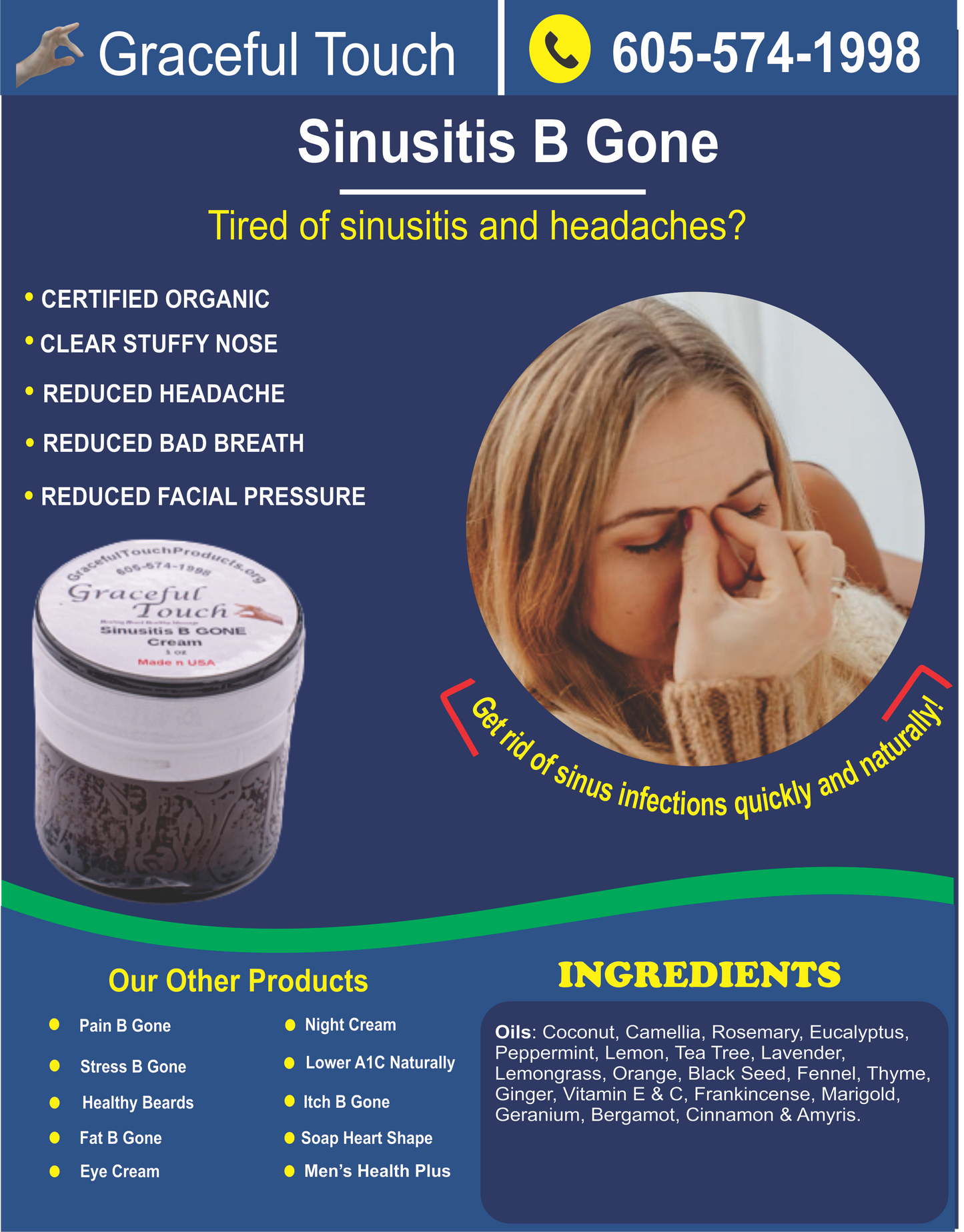 Sinusitis Relieving Oil for Nose Block (Sinusitis B Gone)