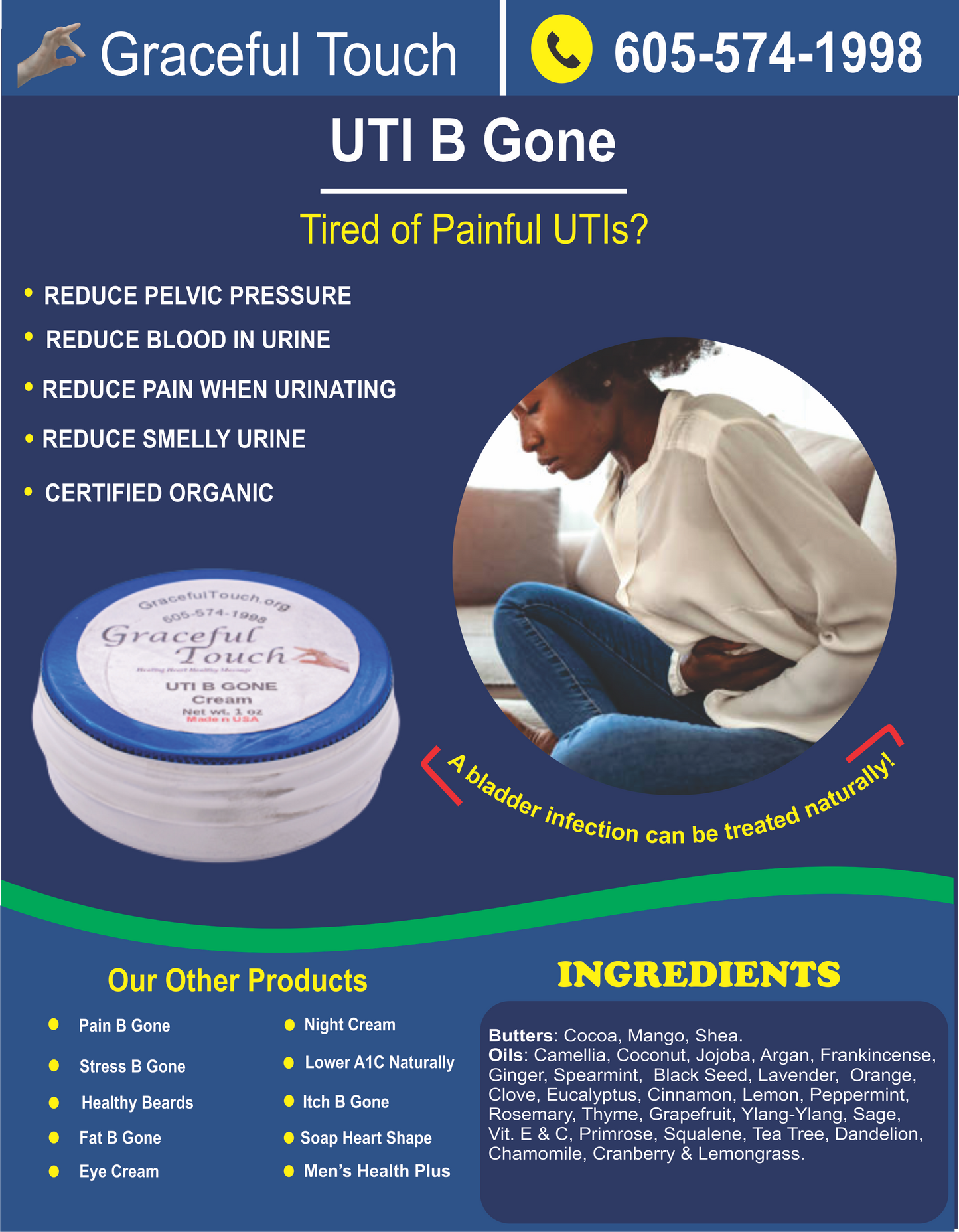 Natural Cure Cream for UTI (Uti B Gone)